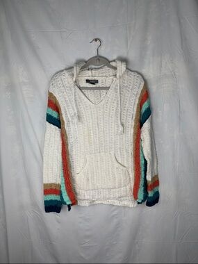 Natural Reflections Ivory Open-Knit Hooded Sweater